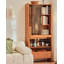 Vitrine en bois de cerisier Mid-Century moderne avec portes en verre