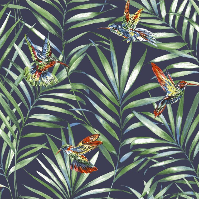 Hummingbird Tropical Floral 10m x 52cm Matte Wallpaper Roll