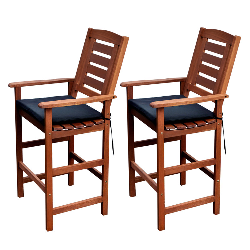 Tabouret 31,5 "avec coussin Gwenda, Brun cannelle, Noir