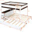 Lit superposé peu encombrant avec lit gigogne simple, bureau, blanc et rangement en noyer, lit gigogne et prises de courant