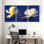 Magnolia fleur de magnolia sur fond bleu avec reflet, ensemble de 3 impressions d'art sur toile