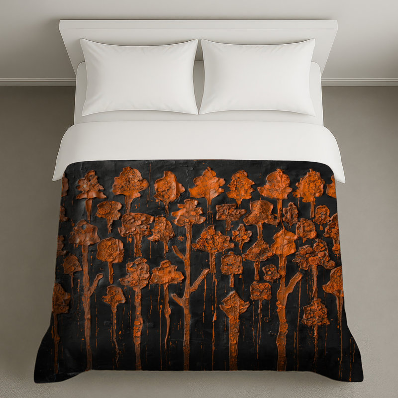 Housses de couette texturées oranges, Lit simple