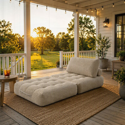 Corduroy Fabric Beanbag Couch for Living Room, Bedroom & Dorm, Cozy Fluffy Cloud Mini Couch, Perfect for Relaxation