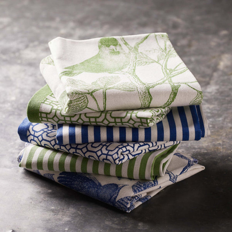 Newport 100% Cotton Square Napkins, Green/White