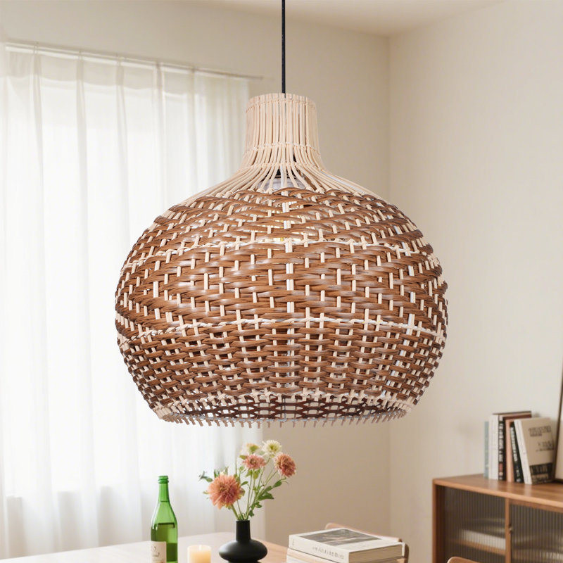 Luminaire suspendu dôme brun clair Boudica 1, H 15,74 po x l 15,74 po x P 15,74 po