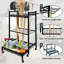 Heavy Duty Alloy Steel Garden Tool Storage Organizer, Multi-Tier Rolling Tool Stand with Wheels for Long-Handled Tools, Yard, Garage, Lawn & Shed