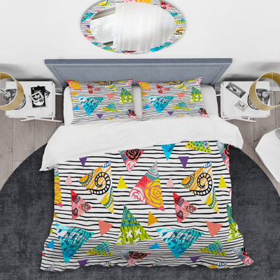 Multicolore feuille tropicale - ensemble de housse de couette abstrait - microfibre de polyester