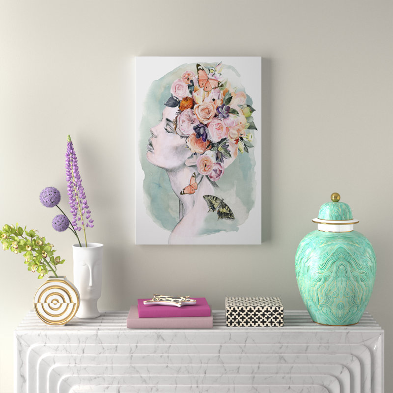 Floral Locks I - Painting on Canvas, 76cm H x 51cm W, Wrapped Canvas