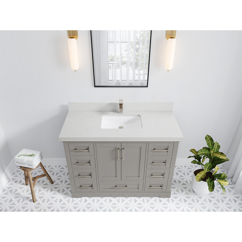 Ensemble de meuble-lavabo simple 48 po Esin, Quartz de Carrare