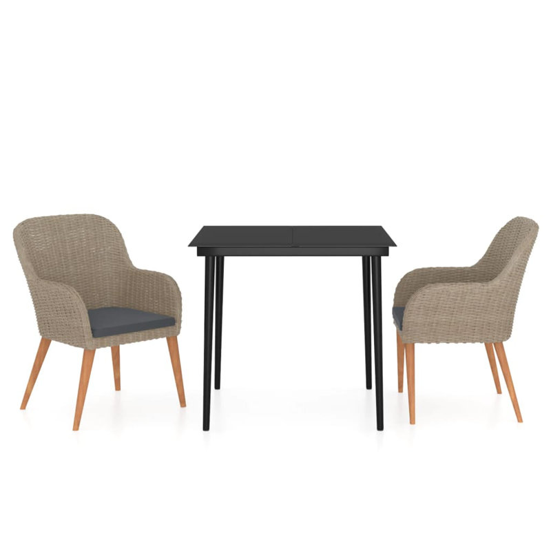 Ensemble bistro Janill Square pour 2 personnes, 29.1" H x 31.5" W x 31.5" D, Brown, 2
