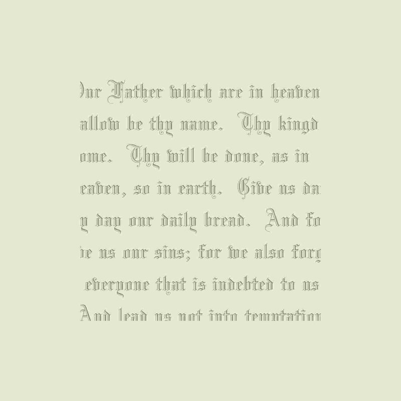 «Lords Prayer 2», art textuel sur toile tendue, H 20 po x l 20 po