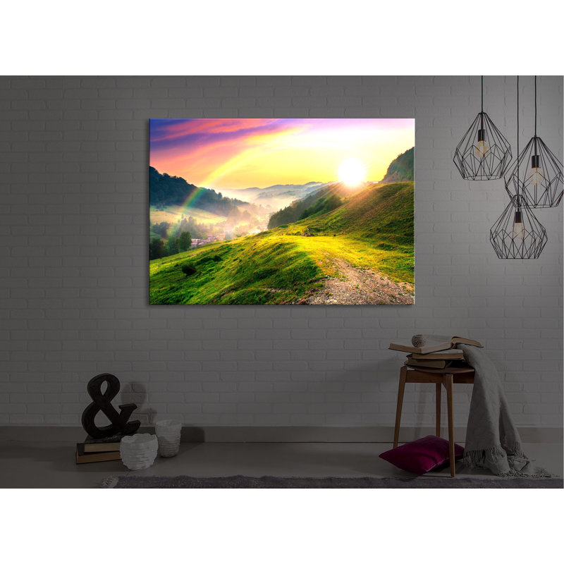 French Mountain Landscape At Sunset by No - Wrapped Canvas Print, 70cm H x 100cm W x 4.5cm D, Without lighting