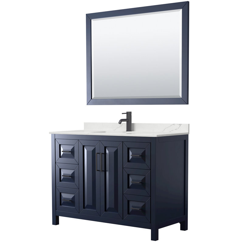 Daria 48'' W Vanity, Matte Black, Blue, Giotto Quartz