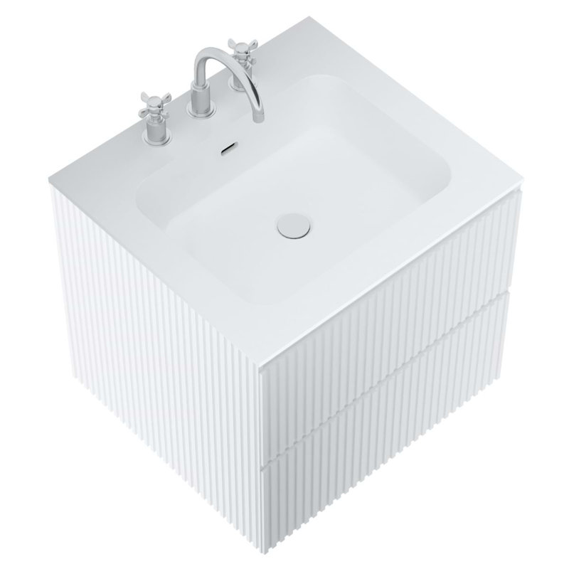 Linear 24" Wall Mounted Single Bathroom Vanity with Top, White