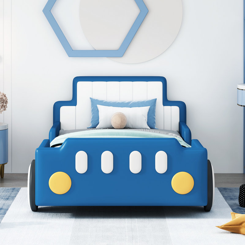 Lit plateforme avec roulettes Race, Bleu