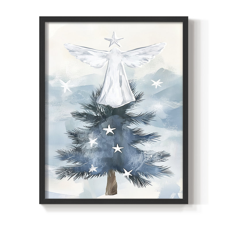 «Christmas Holiday Art CXLIV», reproduction d'art encadrée - bois massif, Noir, noir, noir, noir, H 11 po x l 9 po