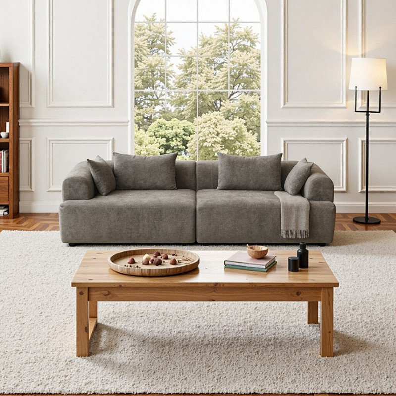 Canapé modulaire modulaire 2 pièces avec méridienne, Gris