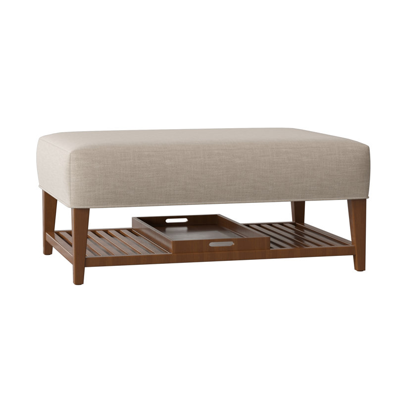 Carly Ottoman, Pecan, Craftwood 42 Gray Performance Chenille