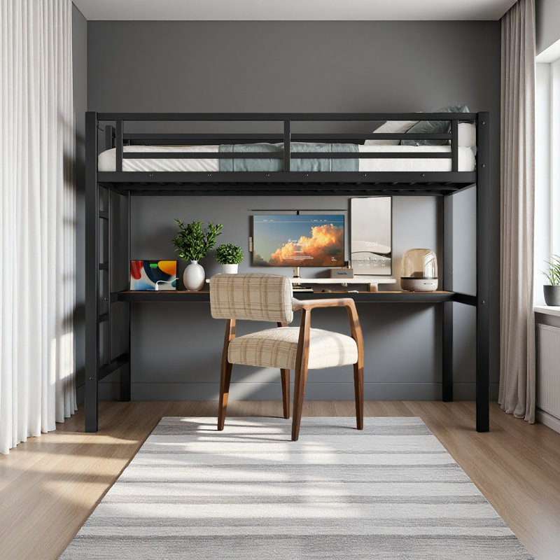 Lit mezzanine simple en métal avec prise de courant et éclairage à DEL, peu encombrant, réduit le bruit