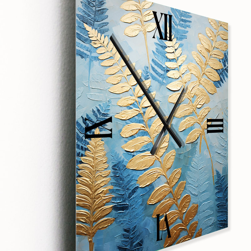 Horloges murales bleues et dorées Symphony VII - Ferns, Très grand