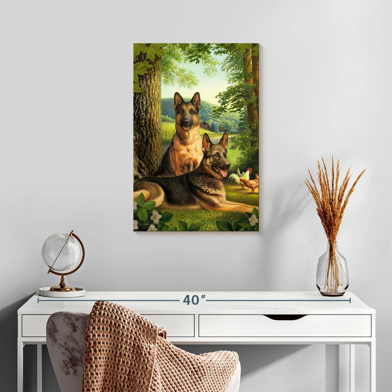 Brampt German Shepherds And Chickens, 24" H x 16" W