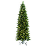 Vickerman 6.5' x 30" Slim Emerald Mixed Fir Artificial Pre-Lit Christmas Tree with 300 Dura-Lit® Warm White LED Mini Lights and 862 Realistic Mixed Fir Tips.