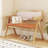 Rubber Wood Dining Bench w/Armrest Sherpa Upholstered Backrest Soft-padded Seat