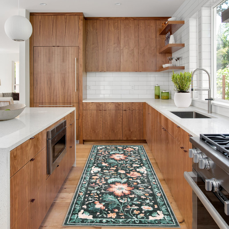 Area Rugs Washable Floral Print Rug for Living Room or Bedroom - Collapsible, Non-Slip, Easy to Clean, Pet Friendly Carpet - Modern Home Decor