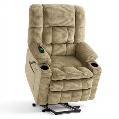 Dual Motor Power Recliner Lift Chair with Massage and Heat, Infinite Position, Fabric Upholstered