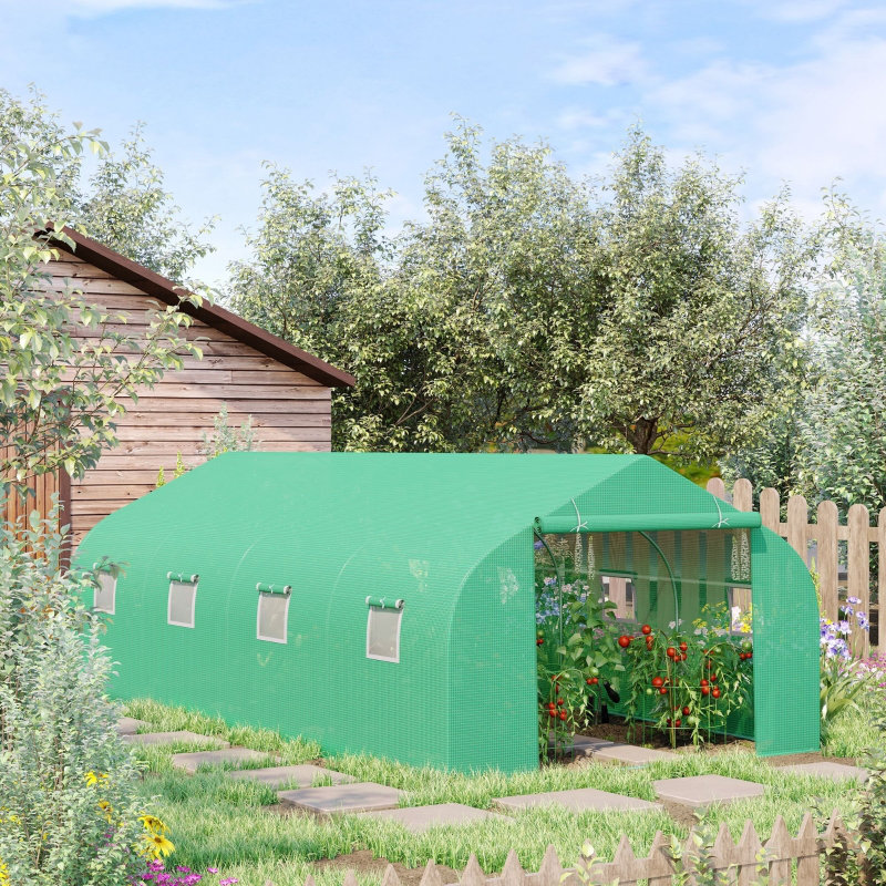 Lirra Traditional Heavy Duty Polytunnel Greenhouse With UV Resistant Cover And Roll-Up Doors