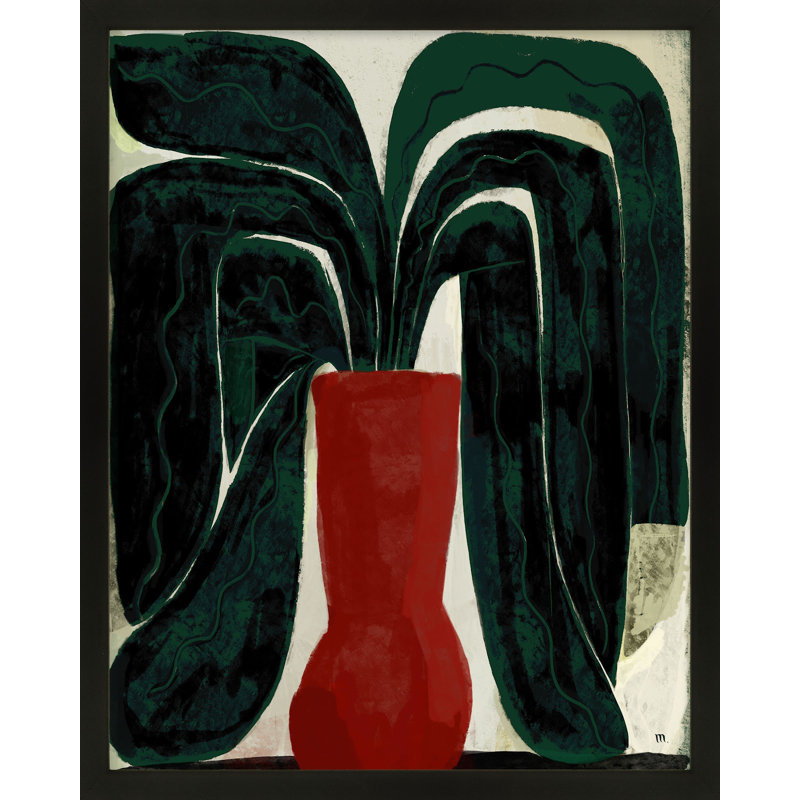 Plant #8 Painting by StudioM, 25" H x 20" W, Black