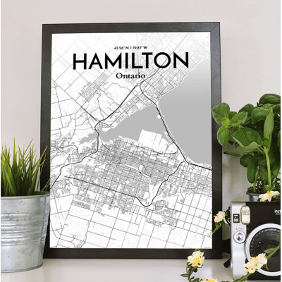 Hamilton City Map 1 Piece Wall Art