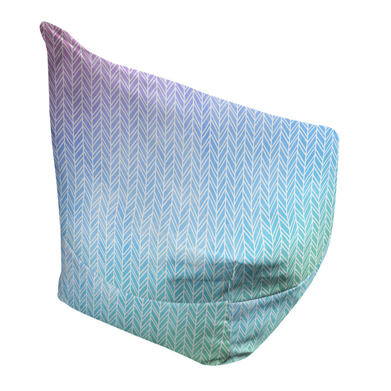 Sac de pois Leffel, Housse de pouf, H 38 po x l 42 po x P 29 po, Bleu / Rose / Vert