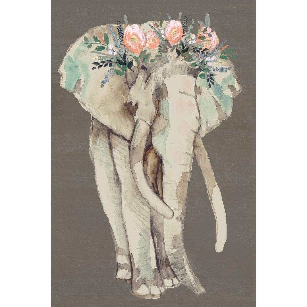 Leinwandbild Flower Crown Elephant I von Jennifer Goldberger