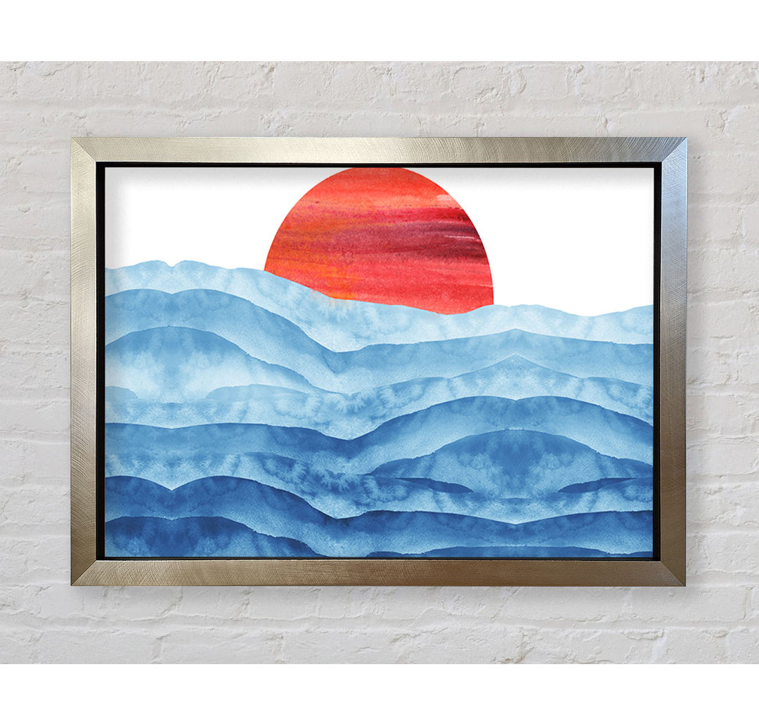 Red Sun Over The Ripples - Einzelne Bilderrahmen Kunstdrucke