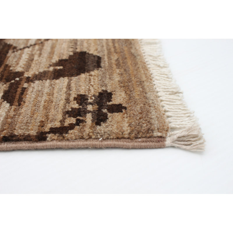Tapis unique en laine noué à la main brun clair / brun clair 8 pi 1 po x 10 pi nouvel âge 18/20