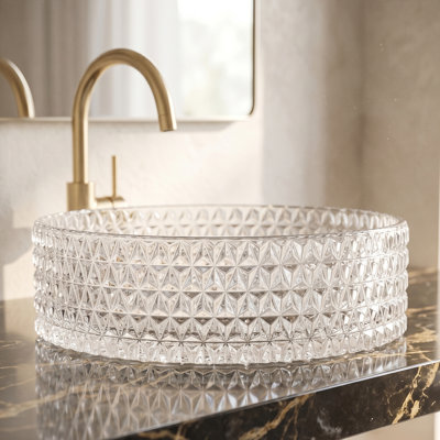 Lavabo de salle de bain vasque circulaire en verre trempé 16 po Scotch - Collection Timeless