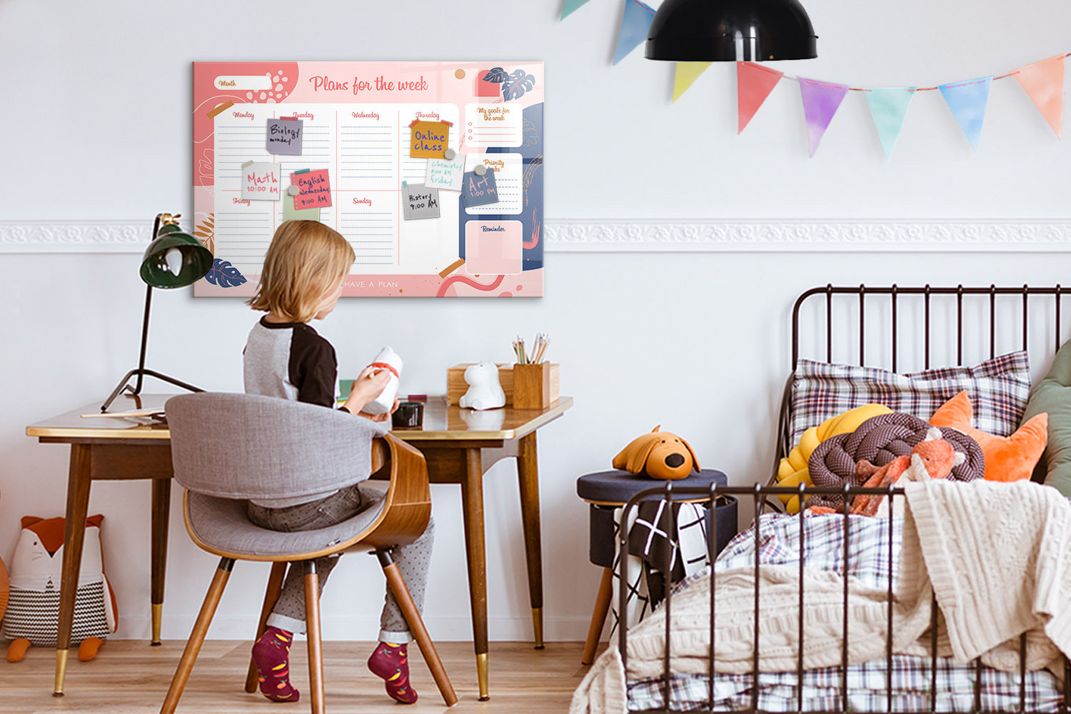 Ivy Bronx Magnetic Memo Board Whiteboard - 90 x 60 cm - With Marker and ...