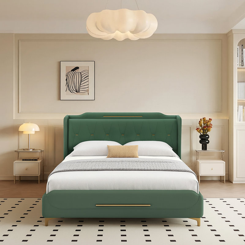 Lit plateforme tapissier en cuir de polyuréthane moderne très grand - aucun sommier nécessaire, Très grand, gris