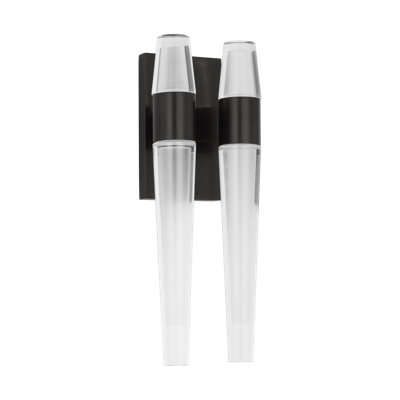 Sean Lavin Lassell 4-light double short wall sconce in natural brass finish with crystal shades