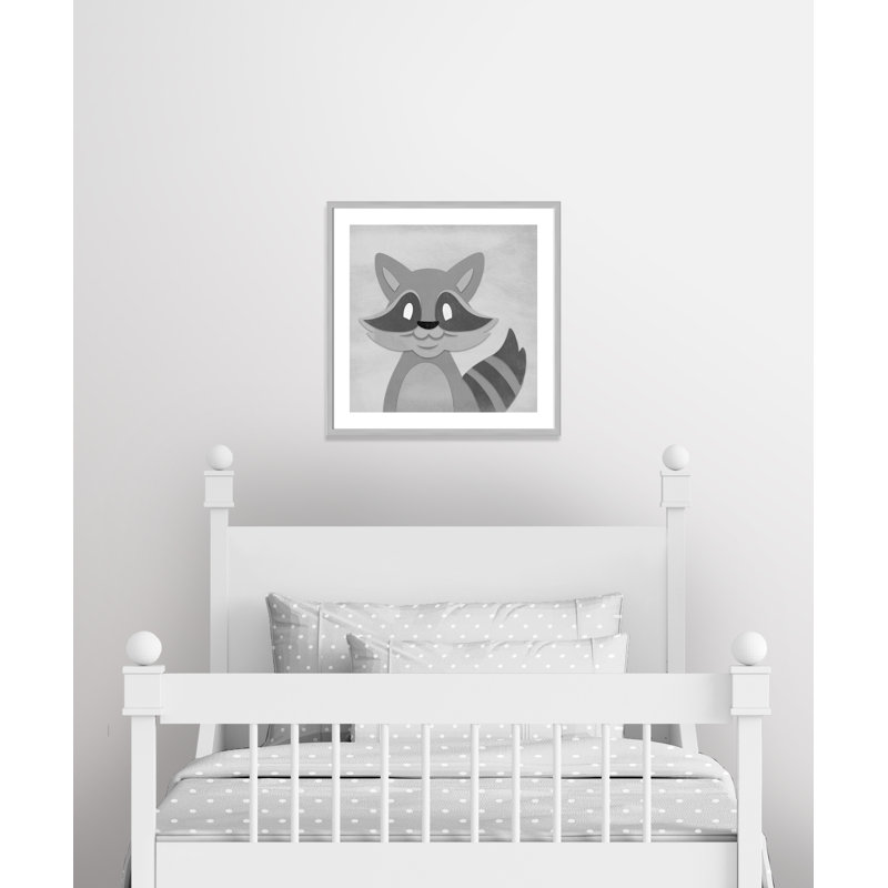 Impression sur papier Cheery Racoon, H 26,5 po x l 26,5 po x P 1,18 po, Encadré de boîte argent