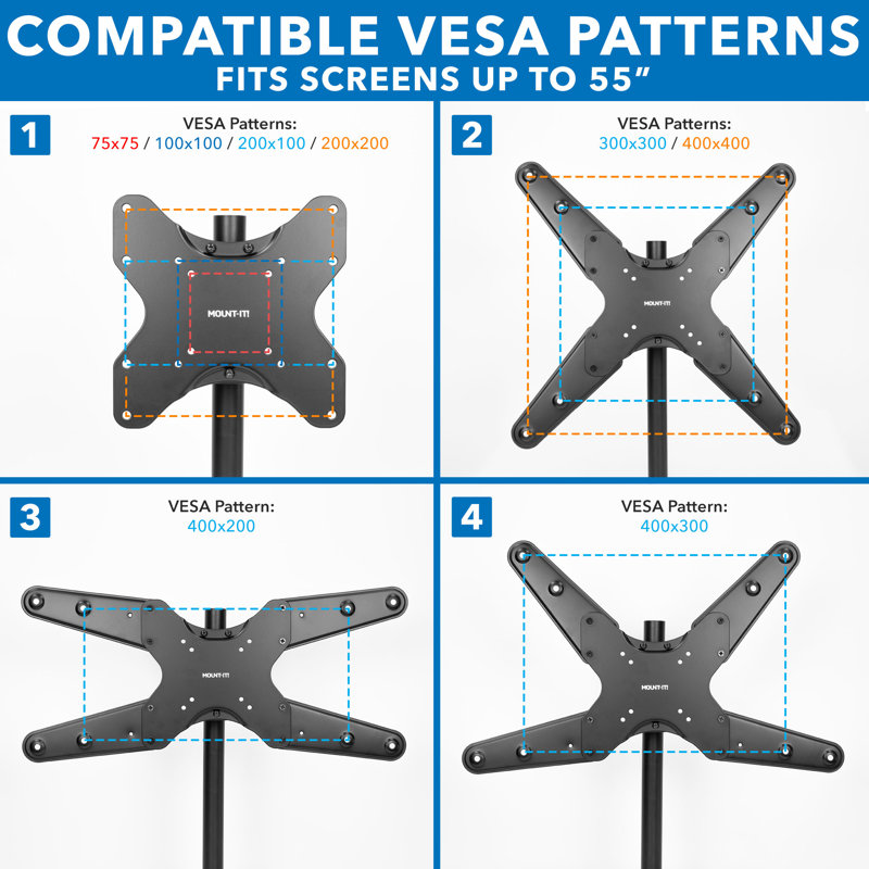 Mount-It! Full Motion Black Steel and Aluminum TV Pole Mount for 32" to 55" Screens
