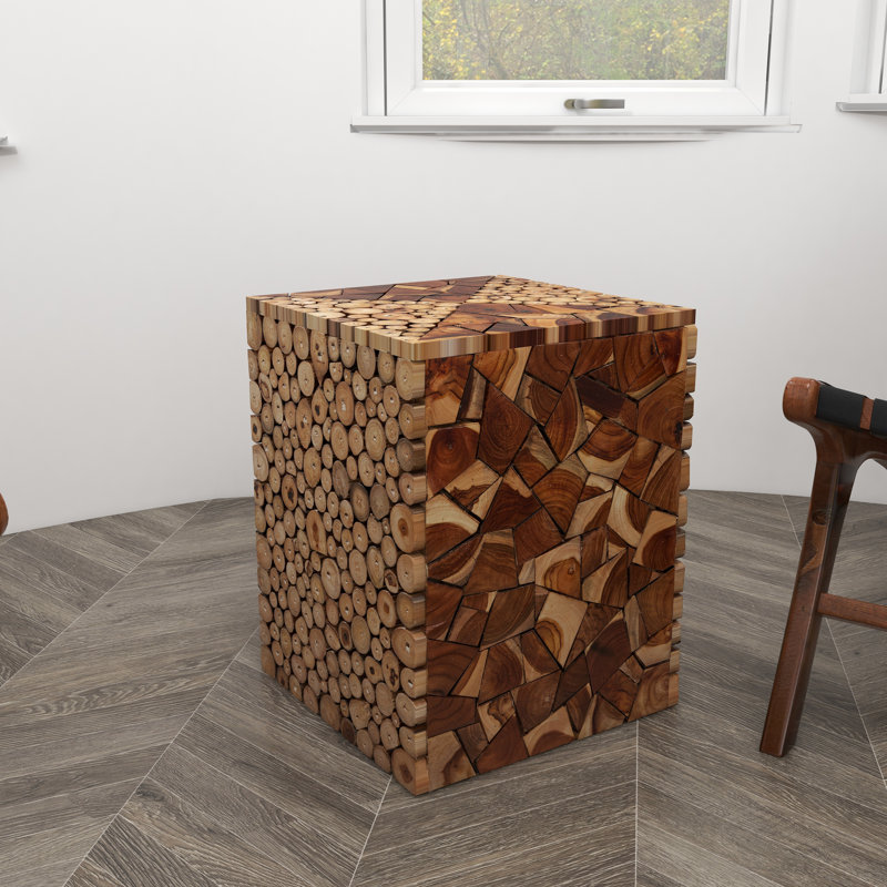 Obrien Solid Wood Block End Table