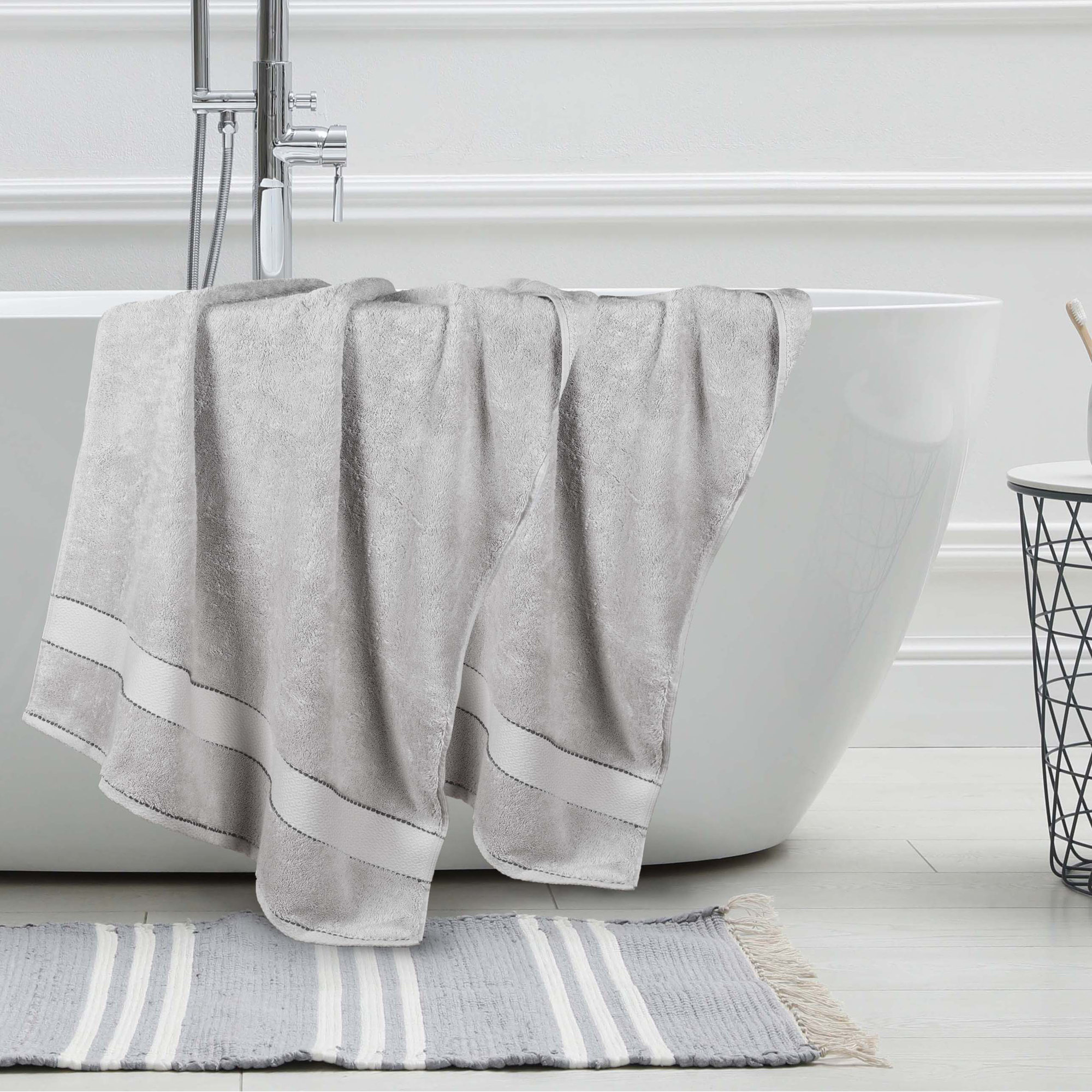Abrianna Egyptian Giza Cotton Bath Sheet, Platinum