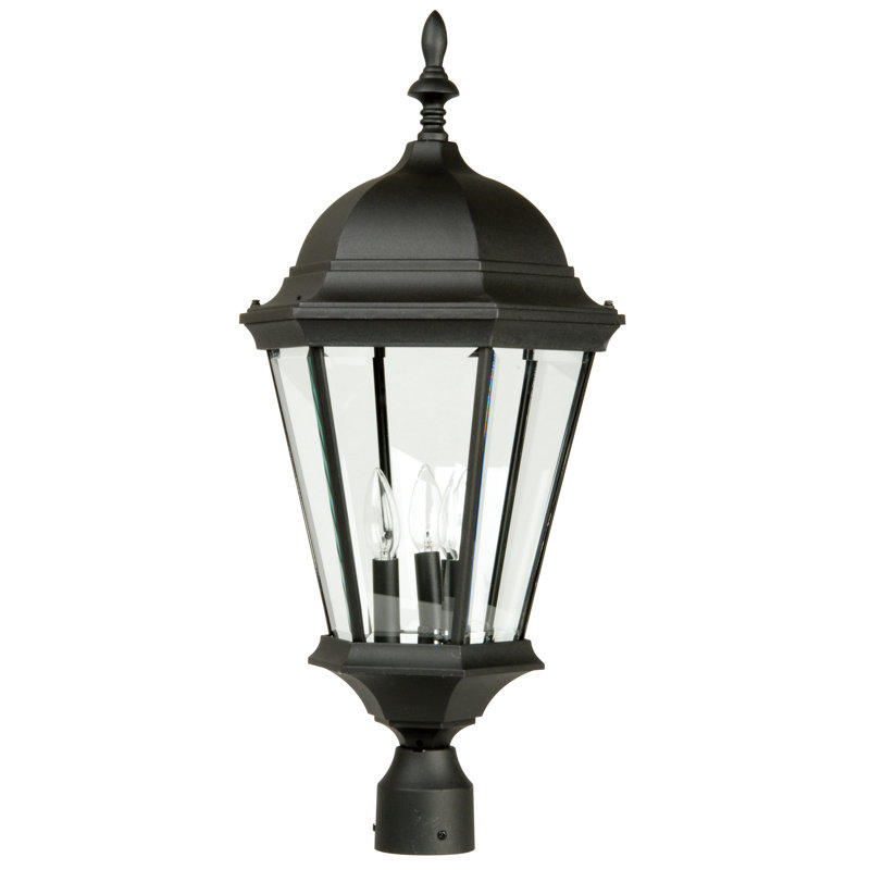 Matte Black Traditional Outdoor Lantern Post Light with Clear Glass