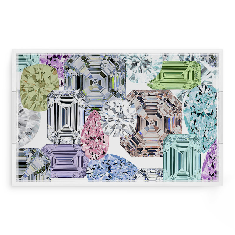 Rocks On Acrylic Rectangle Decorative Tray, 22.5"W x 14.5"D x 2"H, White