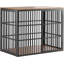 Cage pour chien 47 po XXL avec 3 portes verrouillables - Niche de ferme et table de bout pour chiens de taille moyenne à grande, noir et brun rétro (47 po x 30 po x 38 po)