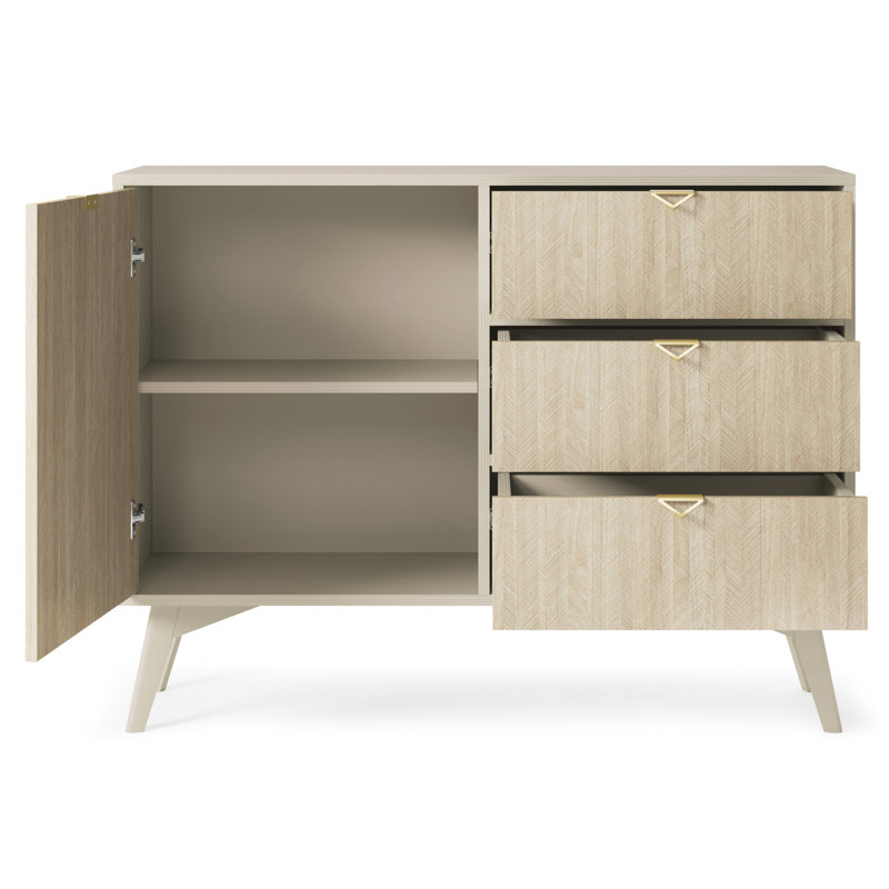 Agawam 106cm Sideboard, Beige Matt/Oak Scandi