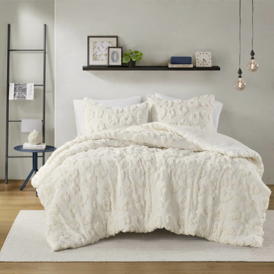 Housse de couette en chenille double / grand - animal doux, 2 taies décoratives, envers en microfibre texturé, animal