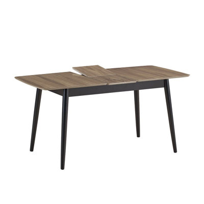 Rectangular Dining Table With Bufferfly Leaf In Natural And Black